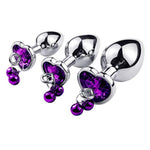4Pcs Set Luxury Jewelry Design Bell Anal Butt Plugs With Traction Rope Heart Shaped Metal Butt Toys Anal Trainer Butt Plug Kit Sexy Toys For Couples And Adults (Purple)