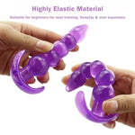 Butt Plugs, 2 Pcs Anal Training Kit Soft Jelly Anal Plug G-Spot Prostate Massager Anus Trainer For Adult Masturbation Sm Beginner Gay Couple Sex Game Play For Men Women Couples(Purple + Pink)