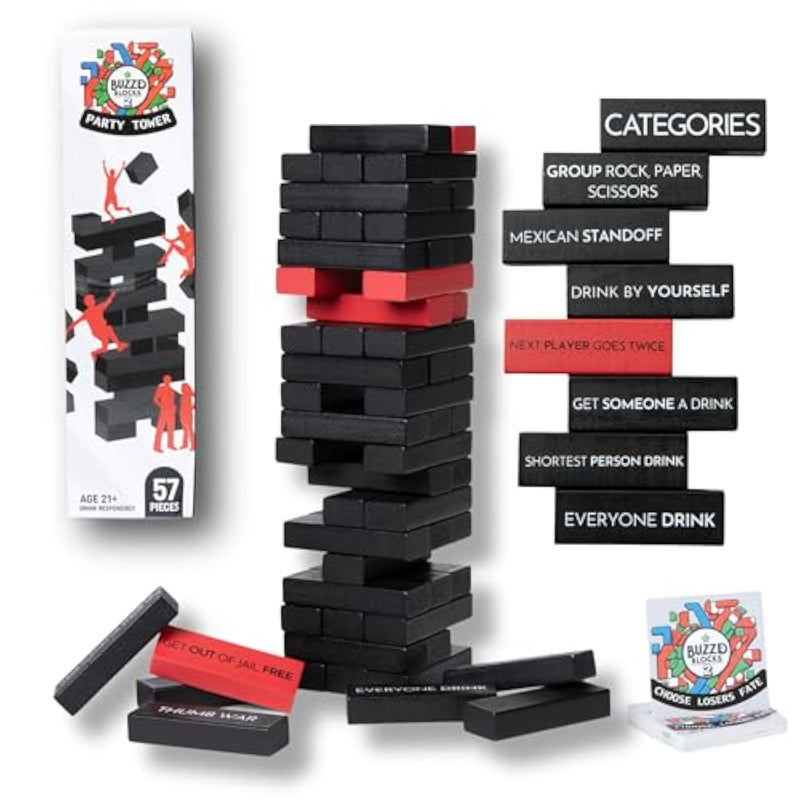 Ultimate Party Tower With Hilarious Games And Commands | Classic Stacking Game With Fun Original Rules | Funny Entertaining Party Game For Adults 21+