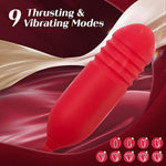 Adult Sex Toys For Women - 9 Modes Sucking Rose Toy For Clit Nipple & 9 Thrusting Dildo Vibrator For G Spot Anal Stimulation, Vibrating Couples Sex Toy Clitoral Sucker