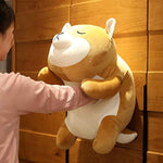 Shiba Inu Plush Pillow,Soft Corgi Stuffed Animals Toy Cute Sleeping Puppy Doll Gifts For Kids (Smiling Eyes, 19.6 Inch)