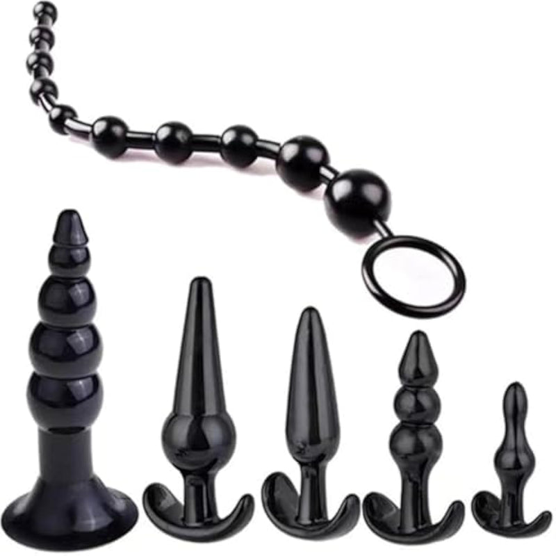 6Pcs Anal Trainer Kit Butt Plugs Beginner Set Silicone Prostate Massager,Butt Plug Toy Anales Adult Toys Plug Relaxing Butt Plug Trainers Beginner Set For Women Men And Couples (Black)