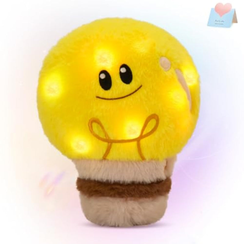 8'' Light Up Light Bulb Stuffed Animal Cute Light Bulb Soft Plush Toy Birthday Christmas Holiday Weekend Gift For Toddler Kids, Boys, Girls