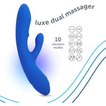 Luxe Dual Rabbit Vibrator, Internal & External Stimulation, 10 Vibration Settings, Made Of Body-Safe Silicone, Waterproof, Usb Rechargeable