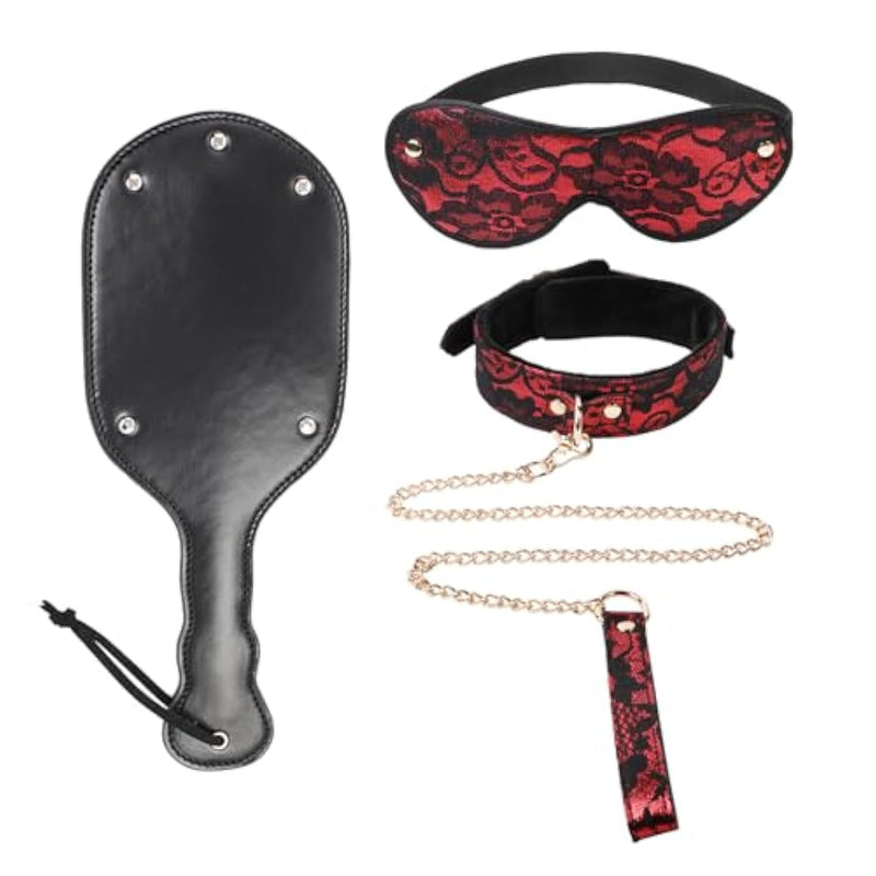 Lace Collar With Lead Set And Blindfold, Larger Spanking Paddle For Adults Bdsm Restraint Sex Play Toys