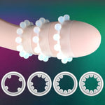 Silicone Cock Ring Set for Enhanced Erection and Delayed Ejaculation - 4 Piece Penis Ring with Beads for Men and Couples
