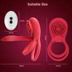 Vibrating Cock Ring Adult Toys With Rose G-Spot Clitoral Vibrator, Penis Rings Couple Sex Toys, 7 Vibration Male Sex Toy Remote Control Vibrator For Men(Red)