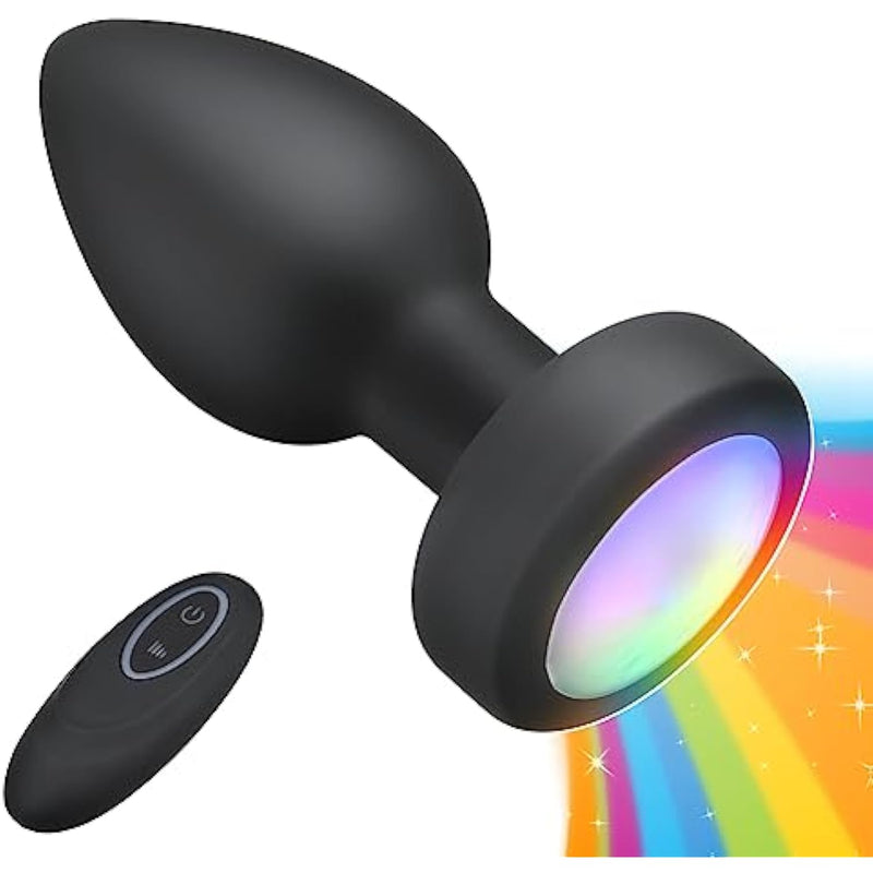 Silicone Vibrating Anal Plug With Luminous Base, Wireless Remote Control Rechargeable Butt Plug Anal Massager G-Spot Anus Stimulation For Man And Woman Pleasure Bed Games