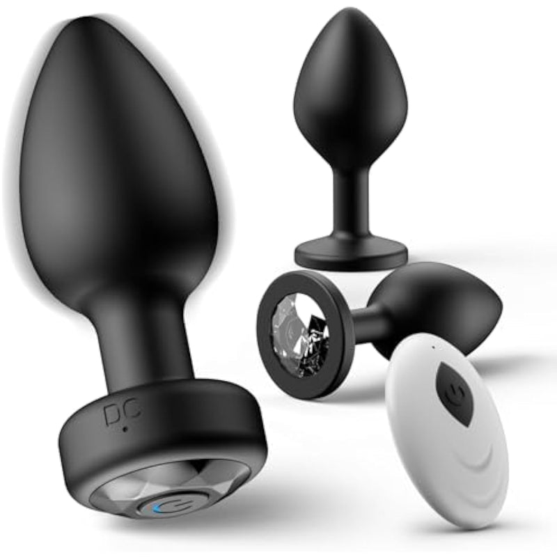 Anal Plug Sex Toys Vibrator- 3Pcs Silicone Anal Toys Butt Plug Training Kit With Remote Control 10 Frequency Vibration, Vibrating Anal Plug And Prostate Massager, Adult Sex Toys And Games Black