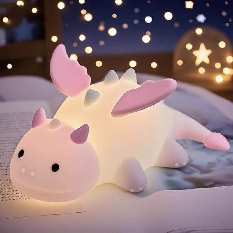 Dragon Night Light, Cute Pink Dragon Gifts, Soft Silicone Lamp With 3 Level Warm Light And Rgb Changing, Breastfeeding Nursery Portable Kawaii Bedside Lamp For Baby, Toddler, Boys And Girls