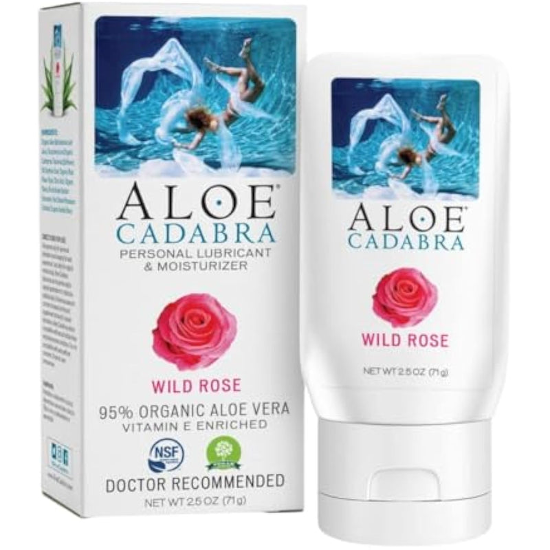 Aloe Cadabra Flavored Personal Lubricant and Vaginal Moisturizer, Organic Edible Aloe Lube for Men, Women and Couples, Non-Staining, pH Balanced, Toy Compatible (Wild Rose, 2.5 Ounces, 1 Pack)