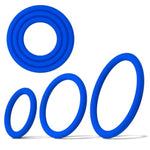 Pocket Silicone Penis Rings Kit, 3 Different Sizes Cock Rings Set Sex Toy For Men (Blue)