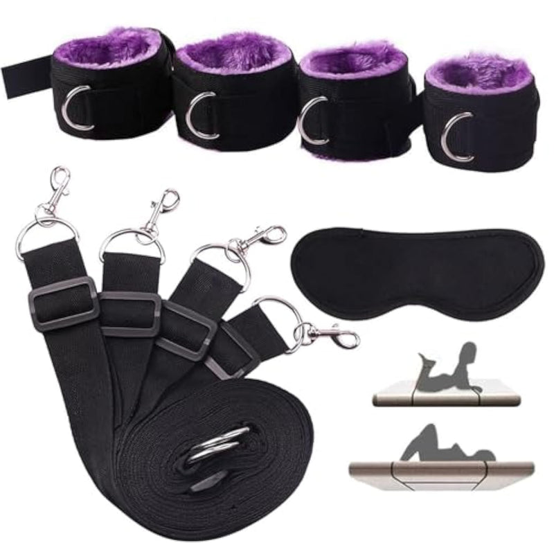 Bed Bondage Restraints Set For Couples Wrist And Ankle Strap Blindfold Bed Bdsm Set Restraints Handcuffs Ankle Restraints Sm Sex Toy For Beginners And Couples