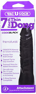 Doc Johnson Vac U Lock Codeblack Thin Natural Dong, 7 inch