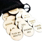 20Pcs Date Night Funny Tokens, Valentines Gifts For Couples, Sexual Wooden Couples Games Activity Token, Romantic Funny Sex Token Gift For Him Her Round Shaped (Pack One)