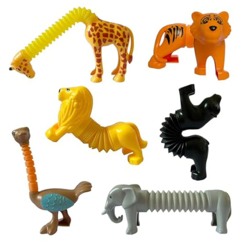 Animal Pop Tubes Sensory Toys 6 Pack Fidget Toddler Stretchable Stress Relief Tubes For Autism, Party Favors, Christmas Stocking Stuffers, Birthday Gifts For Kids Boys & Girls