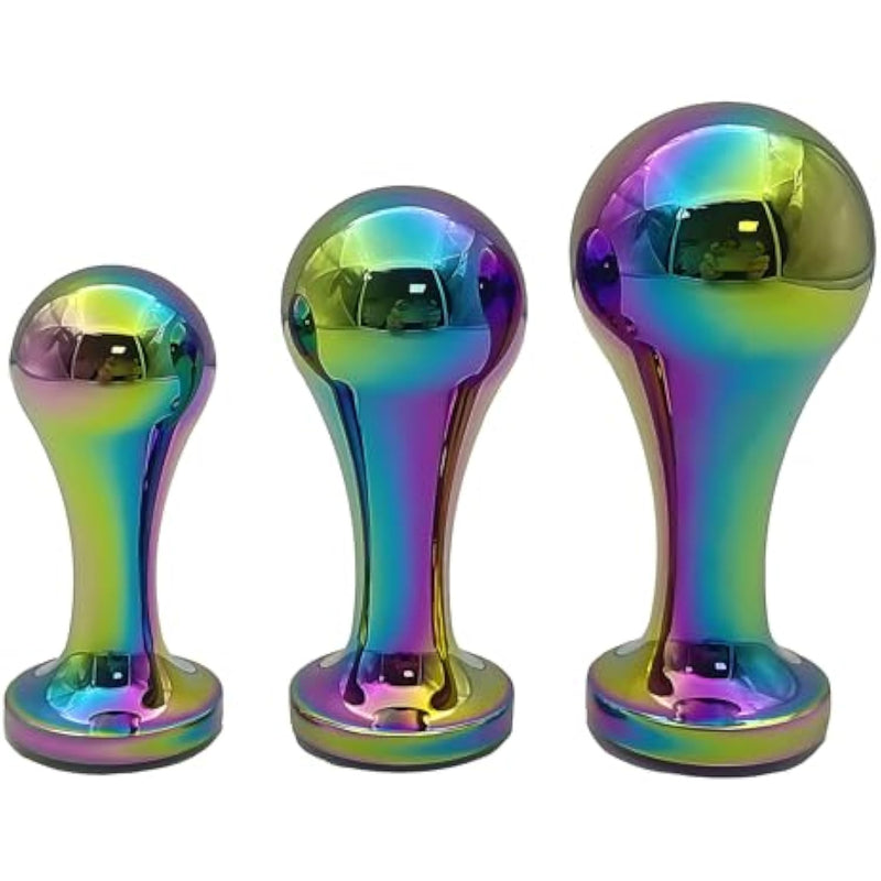 Butt Plug Expansion Kit 3Pcs - Stainless Steel Anal Trainer Set For Adults, Graduated Sizing Anal Plugs With Flared Base, Men Women Use (Colorful)