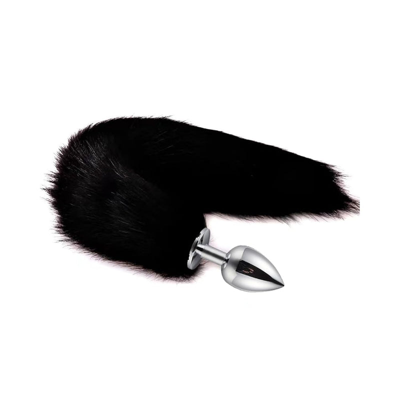 Anal Plug With Sexy Tail For Cosplay, Adult Sex Toys Of Stainless Steel Anal Plug (Black, Medium)