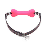 Silicone Bone Open Mouth Gag Oral Mouth Gag Dog Bone Bite Ball Gag Muzzles Roleplay Flirting Lockable Belt Adjustable Bdsm Fetish Slave Restraints Sex Toys (Pink)