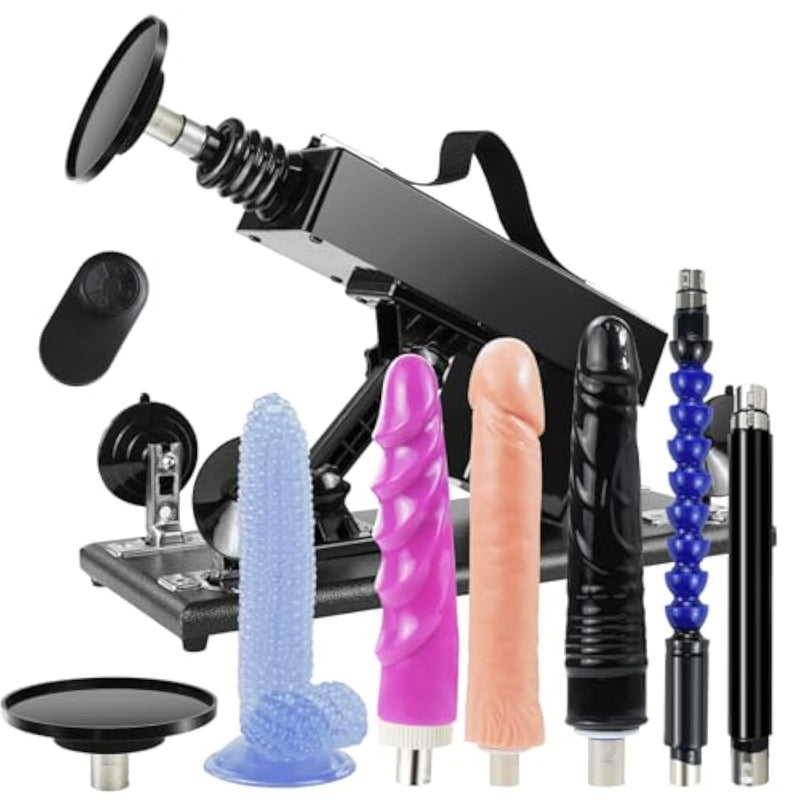 Sex Machine Thrusting Automatic Dildo Machines With Remote Control, Remote Control Thrusting Sex Machine With Attachments, Automatic Dildo Machine Adult Machine With 3 Xlr Connector (7 Set)