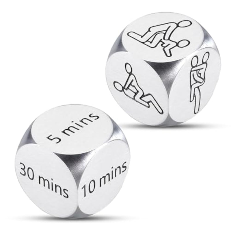 Funny Anniversary Steel Gifts Date Night Dice For Boyfriend Girlfriend Couples Anniversary Wedding Gift For Husband Wife Honeymoon Gift Engagement Gift For Him Her Steel Decision Dice 2Pcs