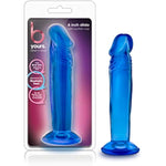 Blush Adult Sex Toys - B Yours, Sweet N Small Realistic 6 Inch Short Dildo - 1.5 Inch Wide Strap On Ready Suction Cup - Body Safe, Non Porous Soft - Pegging, Anal - Women Men Couples - Blue