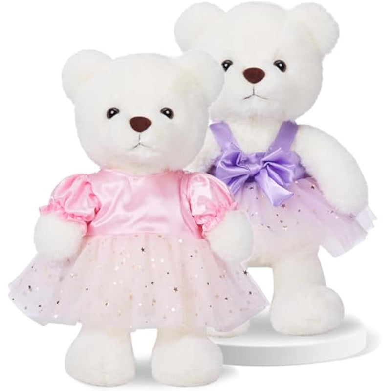 Teddy Bear Stuffed Animal Plush Toy With 2 Dresses,15.5" Cuddly Gift For Babies, Girls On Christmas Or Valentine'S Day
