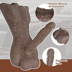 Realistic Male Sex Doll with Adjustable Dildo for Women's Masturbation, 13.36 Inch Dark Brown Torso