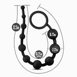 Sex Toys - Anal Adventures Platinum - Ultrasilk Silicone 10 Beads - Graduated Sizes - 12.5 Inch Long - Beginners Training Smooth Satin Finish - Anal Beads - Women Men Couples - Black