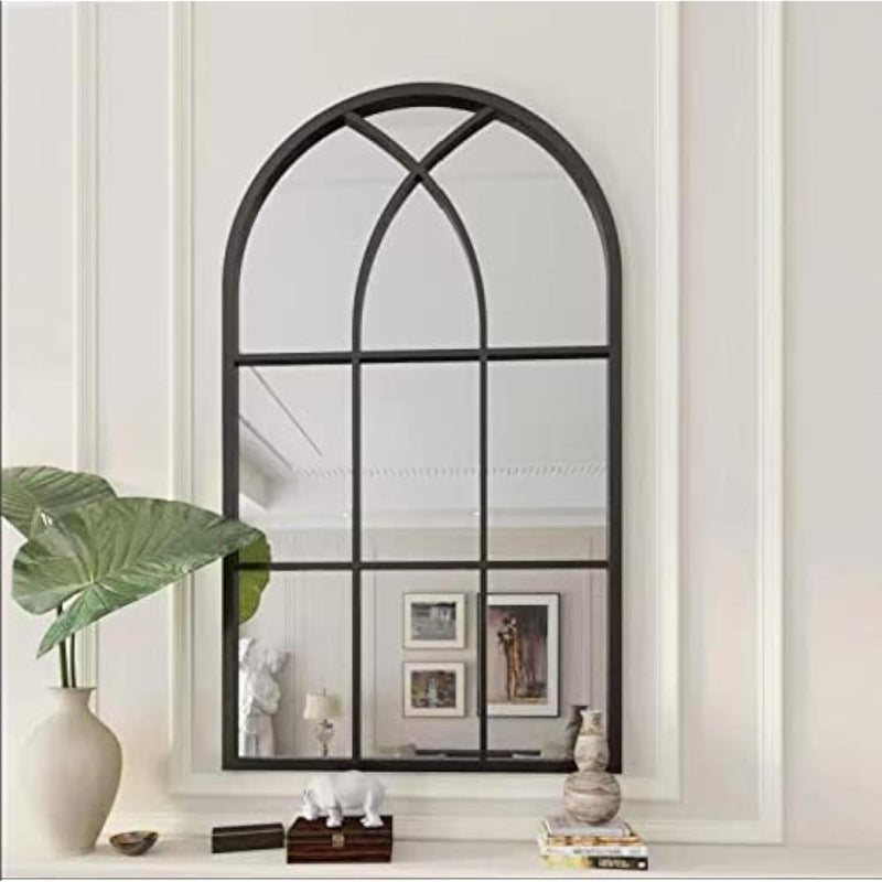 Wall Mirror Mounted Decorative Long Hanging Arched Window Frame Decor Wall-Mou