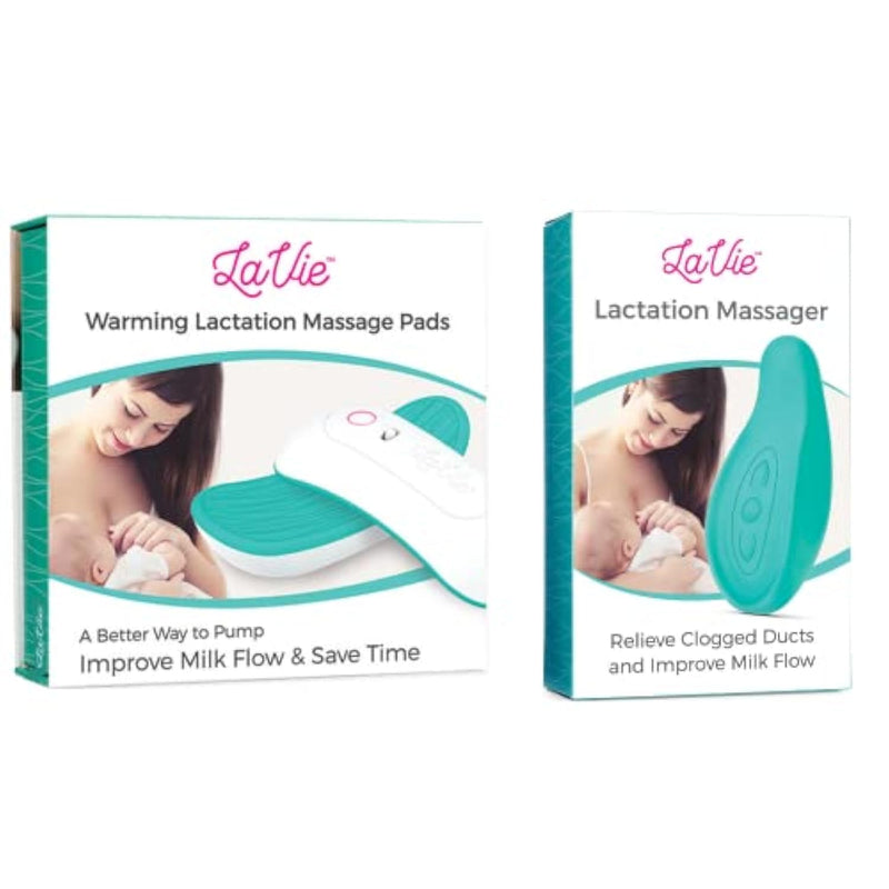 Bundle: 2-In-1 Warming Lactation Massagers (Pair) And Lactation Massager, Teal, Support For Clogged Ducts, Mastitis, Engorgement