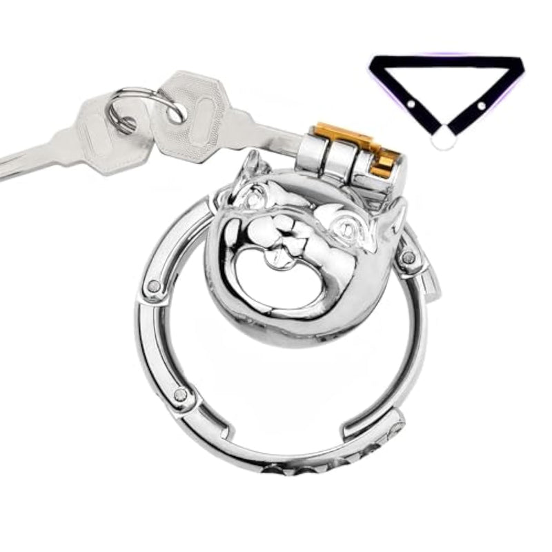 Metal Chastity Cage Male Sex Toys Rabbit Cock Cage With Belt And Multiple Ring Sizes Stainless Steel Chastity Device With Lock For Restraining A Man'S Penis Breathable Penis Cage (Adjustable)