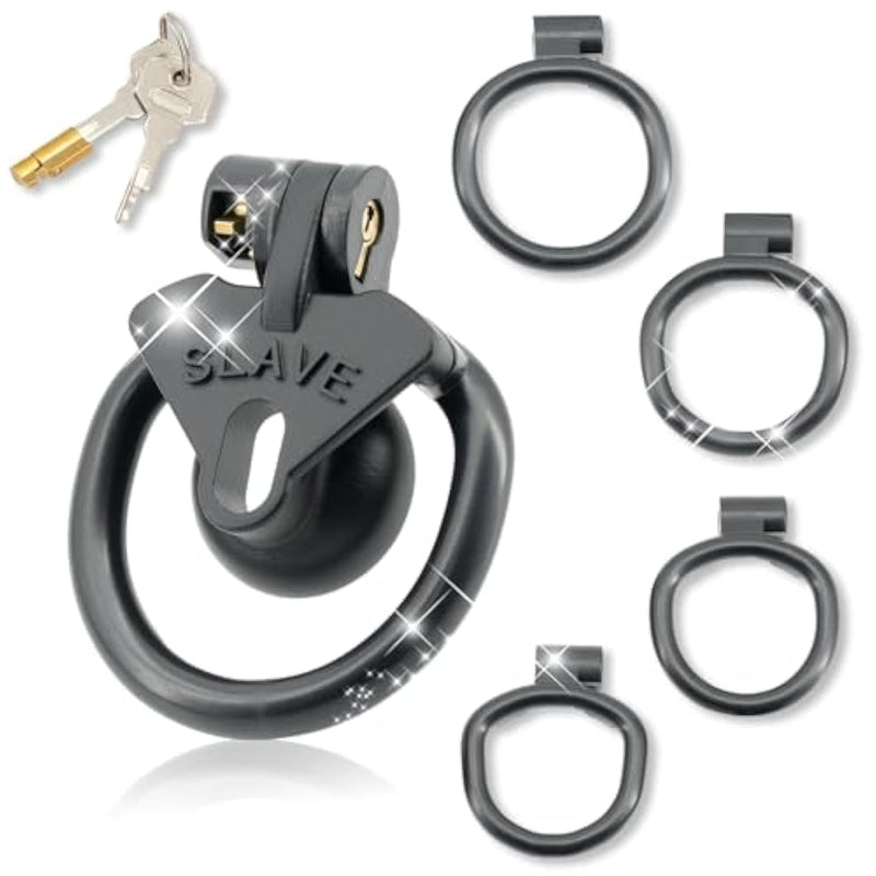Lightweight Breathable Chastity Devices Set With 4 Penisrings Inverted Sissy Cock Cage Sm Adult Sex Toys Chastity Lock (Black,Small)