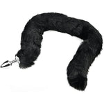 Butt Plug With Smooth Long Fox Tail Anal Sex Toys Role Play Flirting Animal Tail For Couple Black (M)