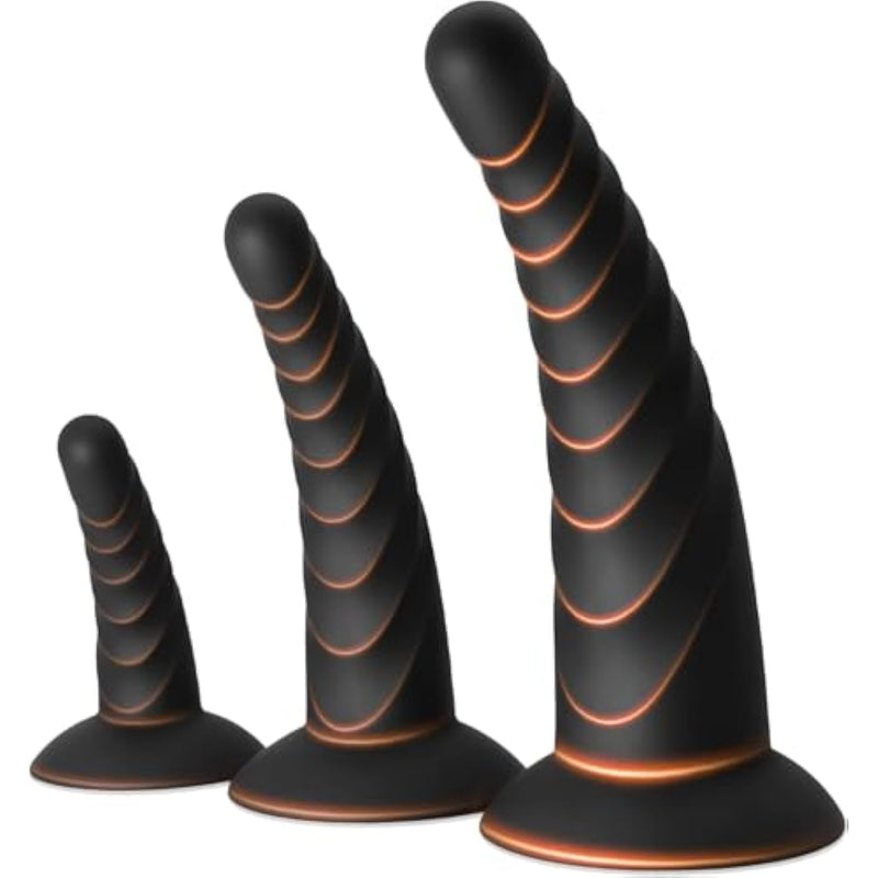 Anal Butt Plug Training Sets,Black Silicone Adult Sex Toys With Strong Suction Cup,Three Sizes Of Prostate Massager For Men And Women