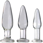 3Pcs Conical Glass Anal Plug - Transparent Butt Plug, Glass Anal Trainer Massage Butt Plug G-Spot Stimulator Prostate Massage Vaginal Masturbation For Women Men Couples Lover