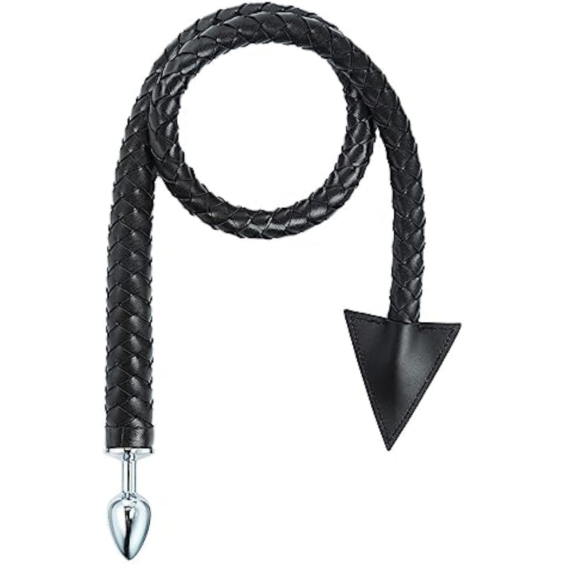 Anal Butt Plug Tail, Metal Anal Plug, Long Anal Plug, Faux Leather Devil Sex Whip Tail, 2 In 1 Anal Sex Toys, Couples Flirt Play Fetish Cosplay Things To Spice Up Your Sex Life