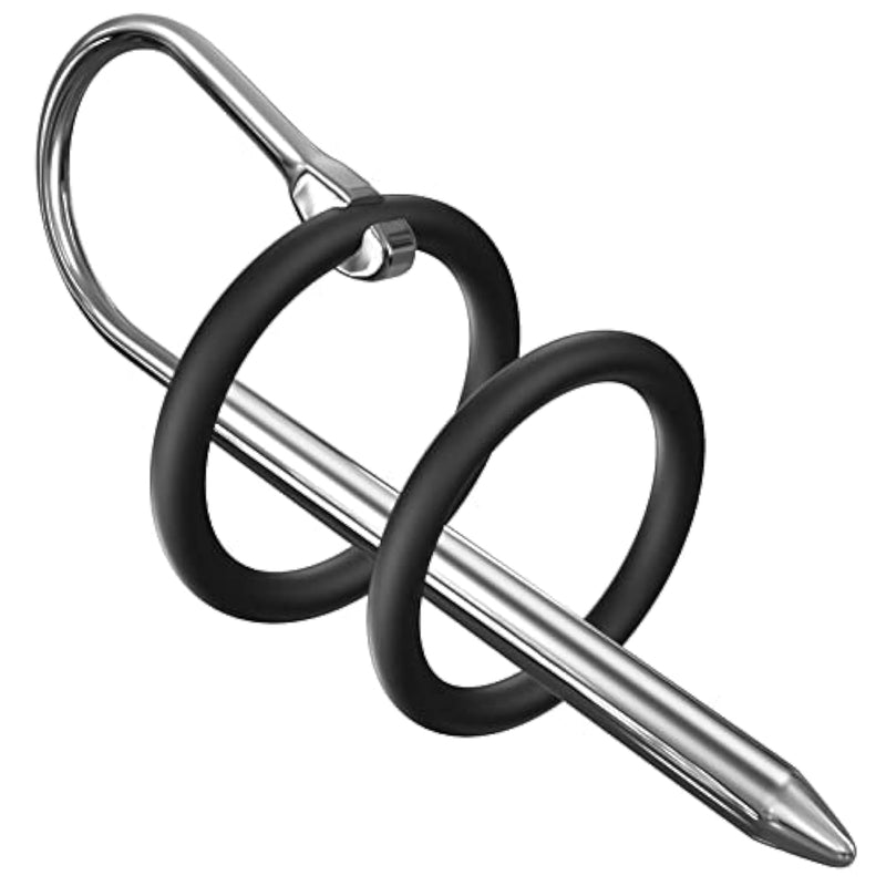 Urethral Sounds For Experienced Toy Users Diameter: 0.31 Inch Stainless Steel Urethral Dilator For Long Term Wear Penis Plug With 2 Rings Sex Toy For Men Masturbation
