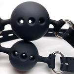 Bondage Soft Black Rubber Silicone Ball Gag With Breather Holes 1.5" Ball Dia (S (1.5" Ball Dia), Red)