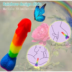 8.66 Inch Realistic Simulation Rainbow Dildo With Strong Suction Cup Base For Hands-Free Play, 2 Bolas,Liquid Silicone Sex Toys, Suitable For G-Spot Anal Sex Play, Sex Toys