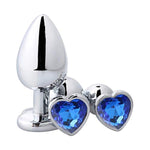 Anal Butt Plug Trainer Kit 3 Pcs Metal Anal Dilator With Different Sizes Adult Anal Sex Toys With Heart Shaped Jewelry Base For For Beginners Advanced Users (Deep Blue)