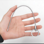 Male Stainless Steel Urethral Plug Dilator With Pull Ring - Extended Urethral Massage Rod - Metal Penis Plug For Prostate Massage - Catheters And Sounds - Adult Sex Toys (0.39In)