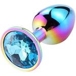 Anal Plugs Stainless Steel Anal Sex Toys Butt Plug Jeweled Prostate Massager Training Anal Trainer Butt Toys For Sex Beginner Men Women Couples Lover (Blue)