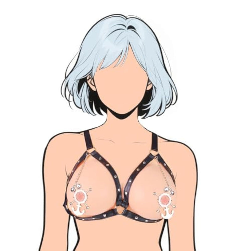 Bdsm Bondage Restraints Nipple Clamp,Adjustable Leather Breast Clamp Sex Toys Nipple Stimulator,Couple Kinky Gay Adult Sm Games