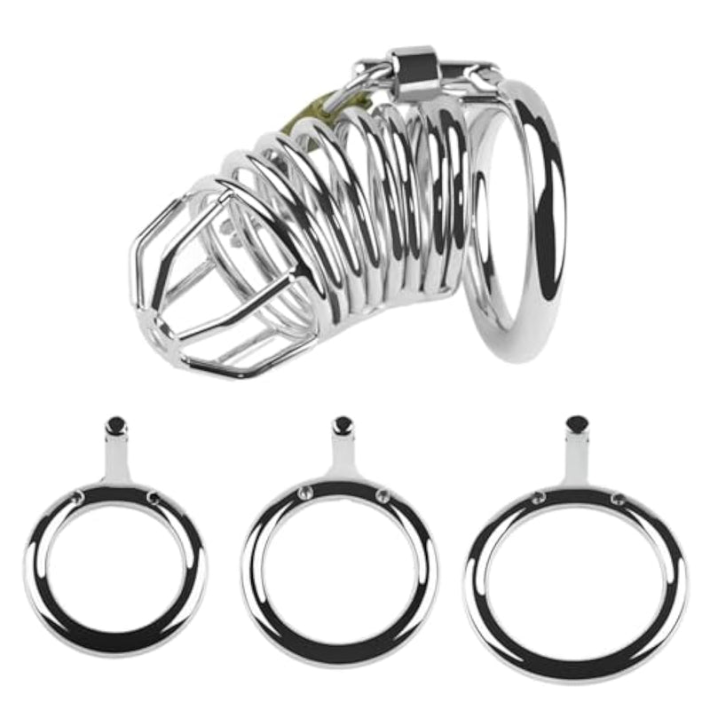 Stainless Steel Cock Cage?3Rings?Chastity Cage Chastity Device For Male Penis Exercise Chastity Lock Cock Cage Male Chastity Device For Men Sex Toys