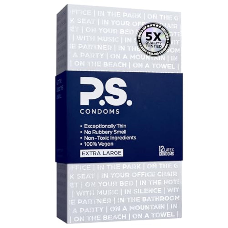 Condoms Extra Large Latex Condoms For Men - Odorless And 100% Vegan - Exceptionally Thin, Lubricated, And Clear Condoms - Xl 12 Pack