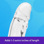 Mega Mighty Thick Penis Sleeve | 1-3 Extra Inches Penis Extender With Ball Loop | Realistic Sexual Stimulation Device | Couples Cock & Girth Enhancer Adult Sex Toys For Men | Clear