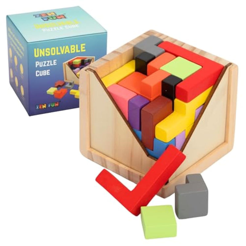 Unsolvable Puzzle Cube | Hardest Brain Teaser Puzzle In The World For Adults - Small, Unique & Difficult 3D Puzzle Cube For Adults (Original) - 32 Pieces