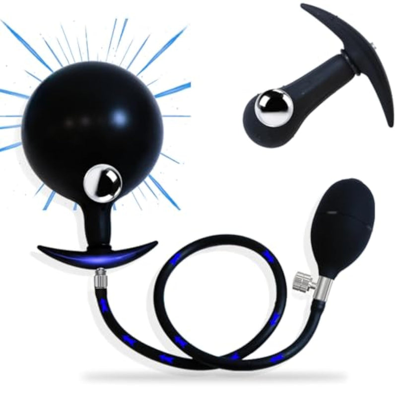 Inflatable Anal Butt Plug for Prostate Stimulation and Vaginal Dilator with Rolling Steel Ball