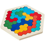 Wooden Hexagon Puzzle For Kid Adults - Shape Pattern Block Tangram Brain Teaser Toy Geometry Logic Iq Game Stem Montessori Educational Gift For All Ages Challenge